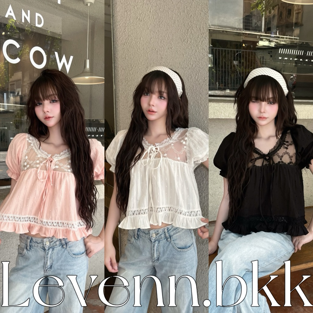 Levenn.bkk • Sita top แขนตุ๊กตา คอระบาย อกซีทรู แต่งดีเทลลูกไม้ ทรงสวย แมทง่าย ใส่ได้บ่อย สำหรับสาวๆ