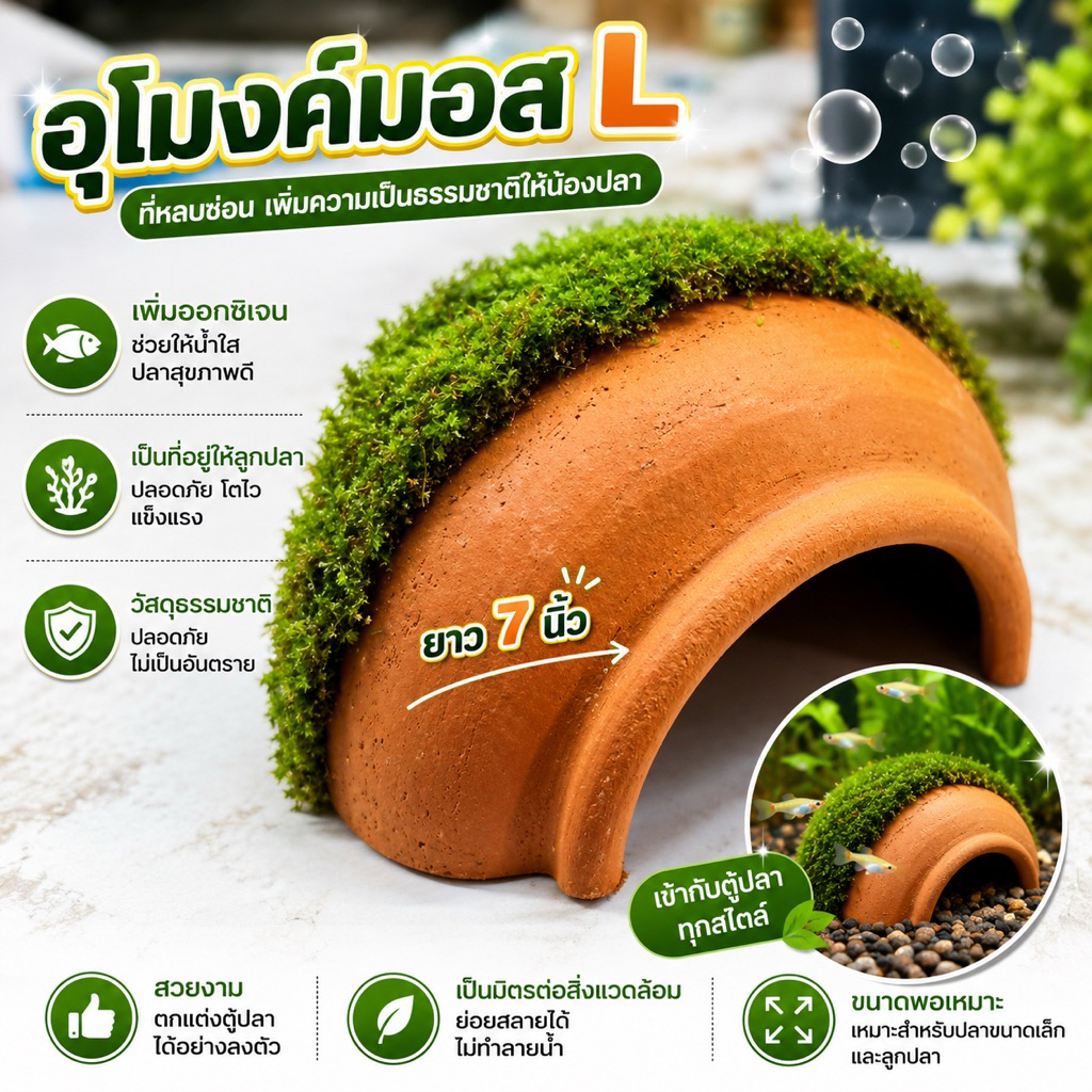อุโมงค์ ( L ) ติดมอส ยาว7นิ้ว