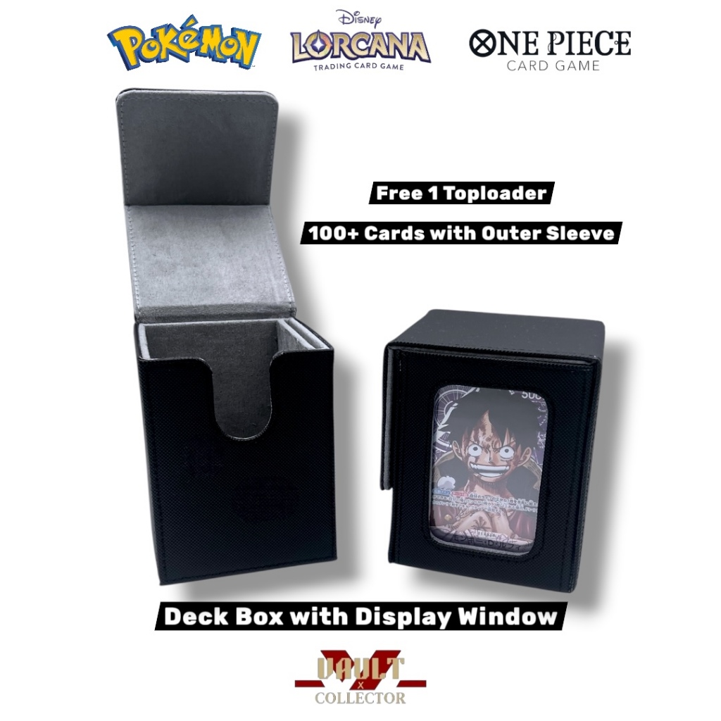 Deck Box with Display Window [สำหรับใส่การ์ด Pokemon, One Piece] สีดำ ใส่ได้มากกว่า 100 ใบ