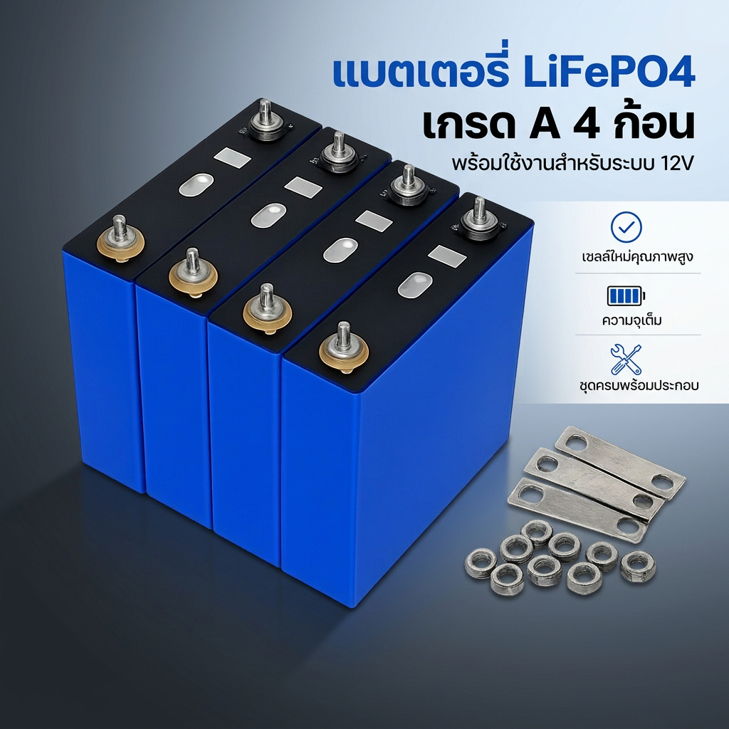 【แบตเตอรี่ใหม่】แบตเตอรี่ลิเธียมฟอสเฟต LiFePo4 3.2V 314Ah ใหม่เอี่ยม ใช้งานได้ 6,000 รอบ เหมาะสำหรับร