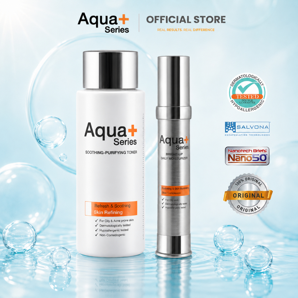( ชุดเซ็ต ) Aquaplus Series Soothing-Purifying Toner 150 ml. & Bright-Up Daily Moisturizer 30 ml.