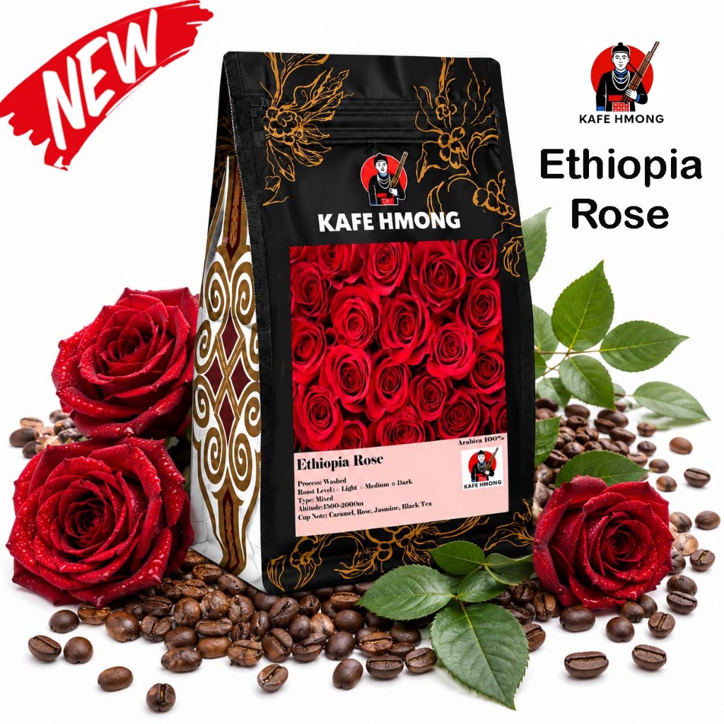 เมล็ดกาแฟ คั่้วEthiopia Rose ให้ความรู้สึก กุหลาบ, ชาดำ, จัสมิน ปิดด้วย คาราเมลทิ้งท้าย