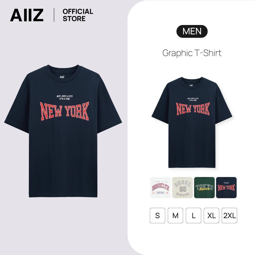 AIIZ (เอ ทู แซด) - AIIZ เสื้อยืดคอกลมผู้ชาย ลายกราฟิก AIIZ Men's Graphic T-Shirt