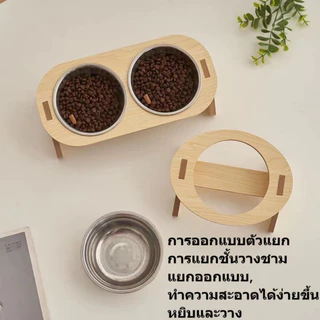 【การประกันคุณภาพ】ชามอาหารสัตว์เลี้ยง ชามอาหารสแตนเลส ส่วนสูงที่เหมาะสม ชามอาหารแมวทรงสูง