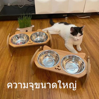 【การประกันคุณภาพ】ชามอาหารสัตว์เลี้ยง ชามอาหารสแตนเลส ส่วนสูงที่เหมาะสม ชามอาหารแมวทรงสูง