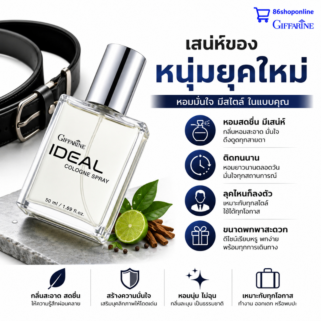 น้ำหอม กิฟฟารีน น้ำหอมผู้ชาย โคโลญจ์ สเปรย์ ไอดิล เสน่ห์หนุ่มยุคใหม่