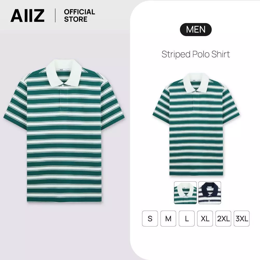 AIIZ (เอ ทู แซด) - AIIZ เสื้อโปโลผู้ชายทอลายทาง AIIZ Men's Striped Polo Shirt