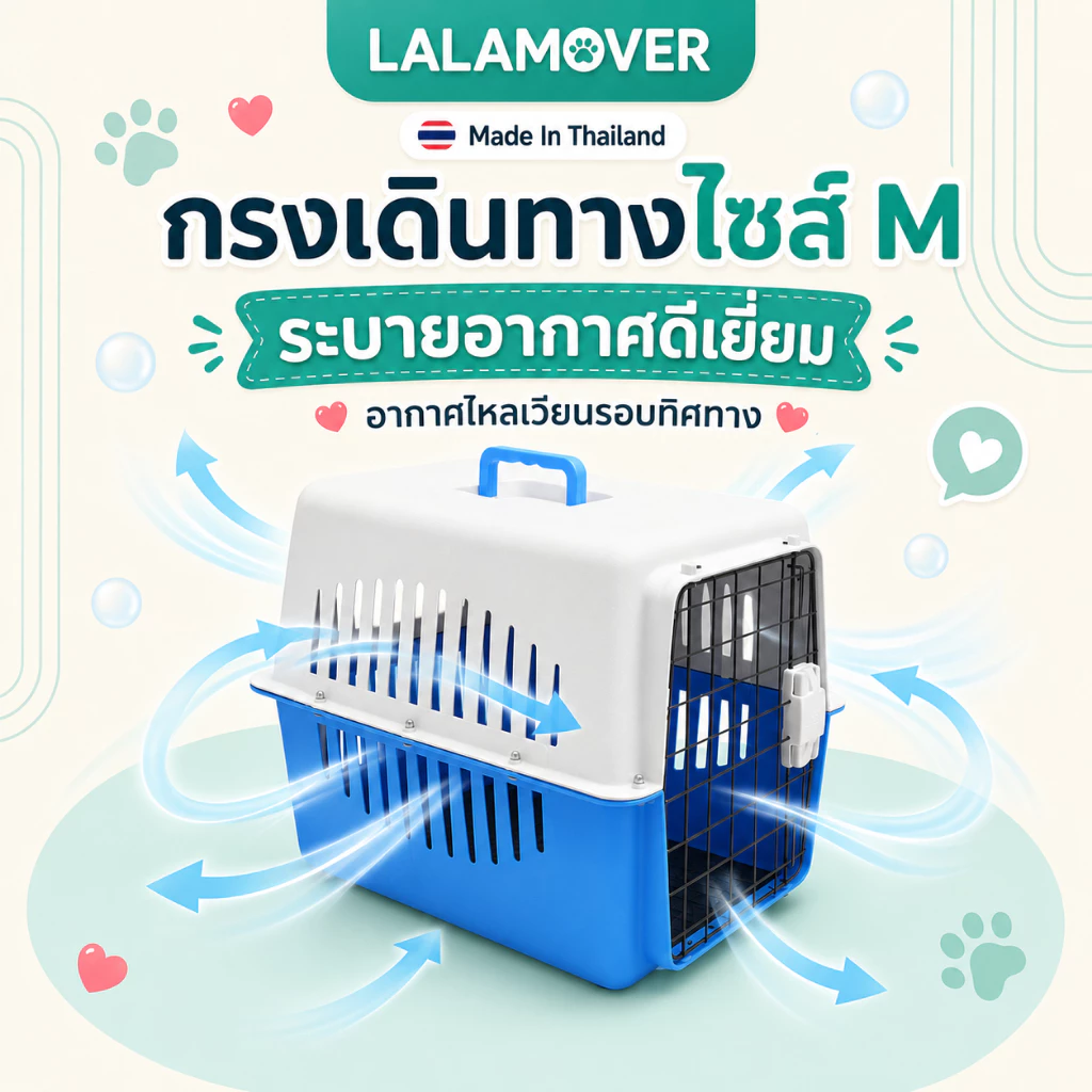 Lalamover กล่องเดินทางสัตว์เลี้ยง กรงหิ้วสัตว์เลี้ยง ผลิตในประเทศไทย รับประกันสินค้า มีแผ่นปูพื้น thumbnail 5