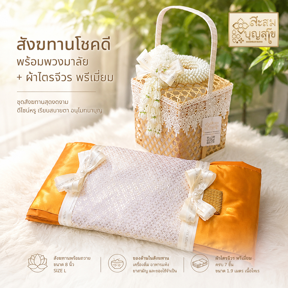 🛵มีส่งทันที โปรจับคู่ ชุดถวายพระครบชุด | พร้อมถวายพระ ชุดทำบุญครบเซ็ต พรีเมียม งานบุญ - ร้านสะสมบุญสุโข