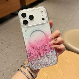 เคสกากเพชรหลากสีส่องแสงประกายวิบวับ Magnetic Case For iPhone 17Promax 16Pro 15 14 13 12