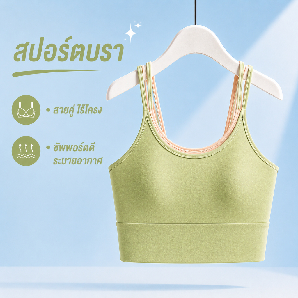 Palyo สปอร์ตบราผู้หญิง ซัพพอร์ตดี กันกระแทก ใส่ออกกำลังกาย วิ่ง ฟิตเนส โยคะ ระบายอากาศ #006