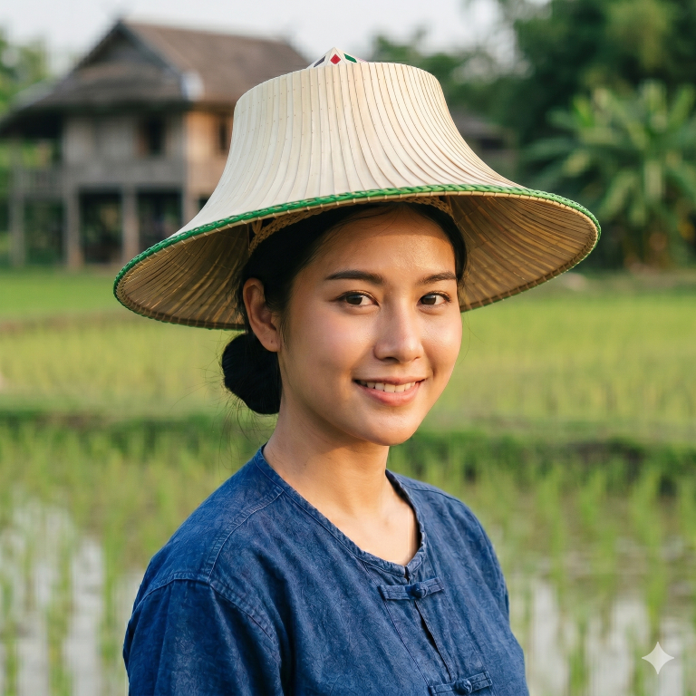 งอบชาวนา ใบลานขนาดใหญ่ เส้นผ่านศูนย์กลาง 17นิ้ว เหมาะกับ ผู้หญิง ผู้ชาย