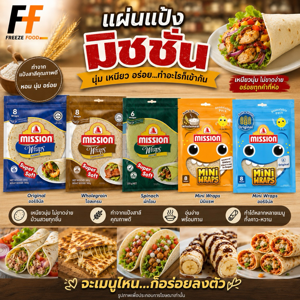 แผ่นแป้ง ตรามิชชั่น 270-360 กรัม | MISSION