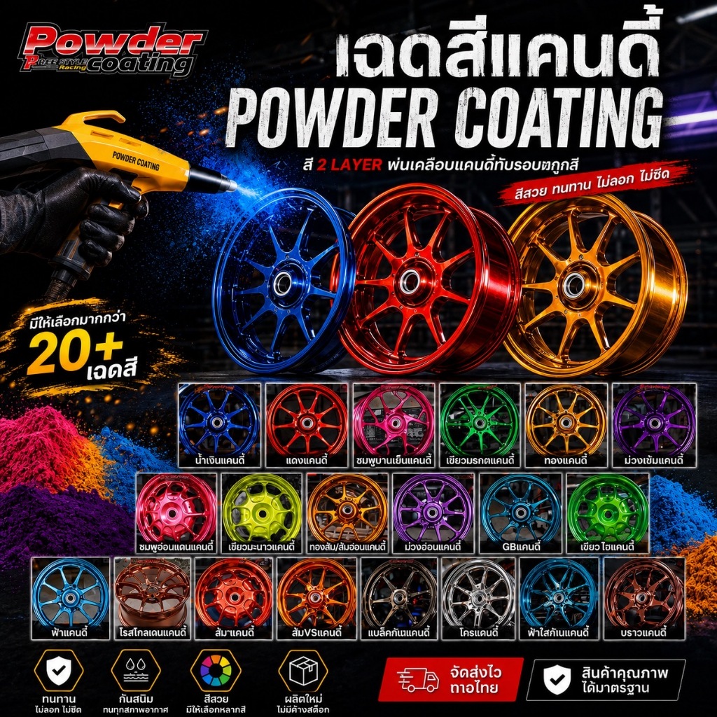 ⚡️ส่งโคตรด่วน⚡️สีฝุ่น Candyสีพาวเดอร์โค๊ท POWDER COATING แบ่งจำหน่าย ออเดอร์ละ1 กิโลสีผลิตใหม่ทุกเฉด
