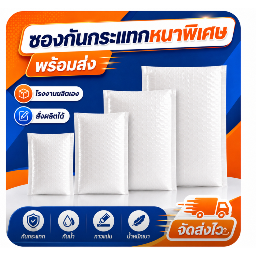 50 ใบ ซองพลาสติกกันกระแทก สีขาว น้ำหนักเบา ป้องกันการกระแทก