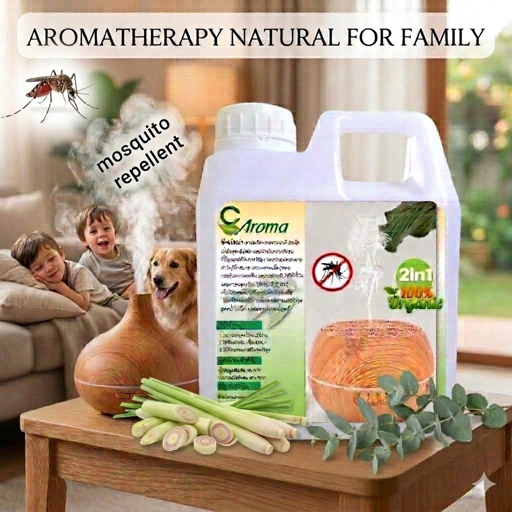ซี-อโรม่า ( C-Aroma) สารสกัดสมุนไพรสูตรน้ำ ออแกนิคจากธรรมชาติ  2in1 สำหรับไล่ยุงและะอโม่าเพื่อสุขภาพ (แบบเติม)