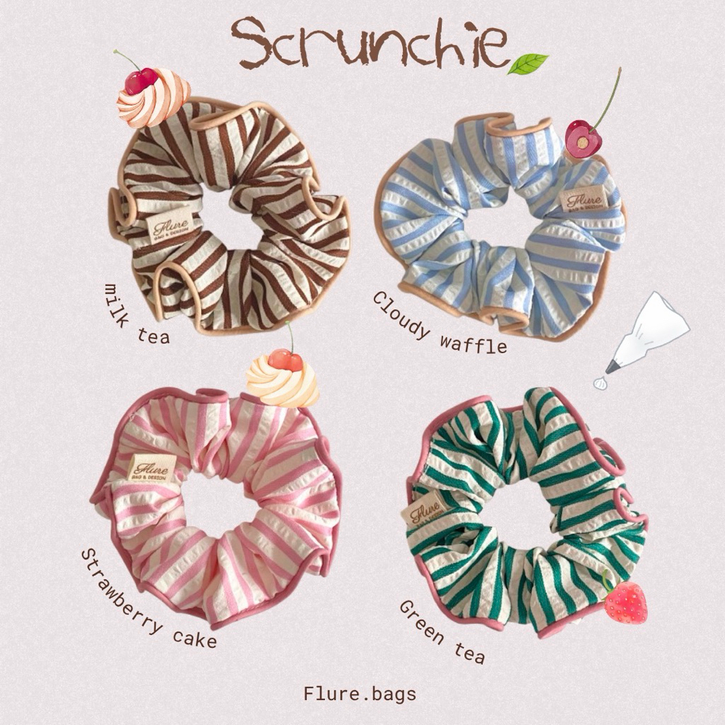 ยางมัดผม ลายเส้นตรง ขนาดกลาง ไซส์ m Scrunchie by flure.bags
