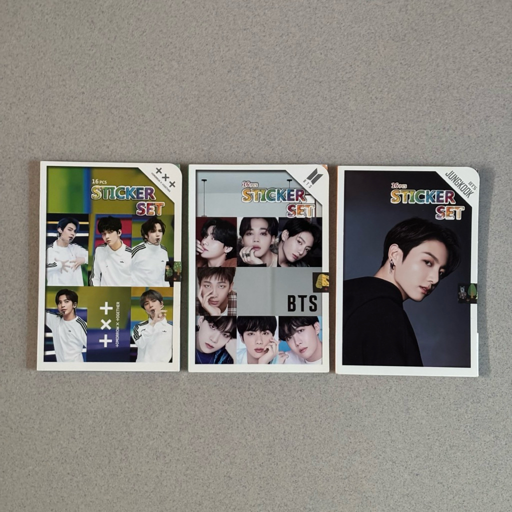 (พร้อมส่ง) Sticker Set BTS / TXT ลักษณะเป็นชุดสติ๊กเกอร์แฟนเมด ขนาดพกพา (16 pcs)