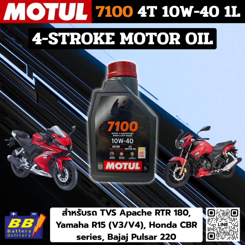 น้ำมันเครื่อง MOTUL 7100 4T 10W40 ยกลัง 12 ขวด น้ำมันเครื่องของใหม่ 100%