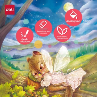 ดินสอสีไม้ Deli สีไม้ลบได้ สำหรับระบายสี วาดภาพ และเครื่องเขียน ลาย Super Wings (กล่อง 12-24 สี)
