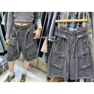 📍พร้อมส่ง📍🇰🇷FSY🇰🇷62005 Martin baggy shorts กางเกงเอวสูงทรงห้าส่วน ปิดเข่า แต่งกระเป๋าคาร์โก้ เนื้อผ้ายีนส์ฟอกสีเฟด