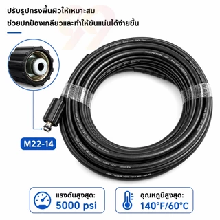 สายฉีดน้ำแรงดันสูง สายปั๊มอัด สายอัดฉีด ไฮโดรลิค สายไฮดรอลิคสายฉีดน้ำแรงดันสูง หลายขนาด 8/15/20ม ใช้กับเครื่องล้างรถ