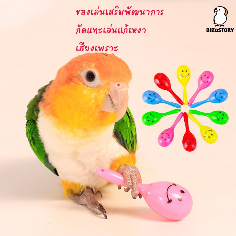 1แถม1 ของเล่นนกแก้ว เขย่ามีเสียงกระดิ่ง ของเล่นเสริมพัฒนาการ กัดแทะเล่นแก้เหงา เสียงเพราะ กระดิ่งนก นกแก้ว ขนาด 7*2.5cm