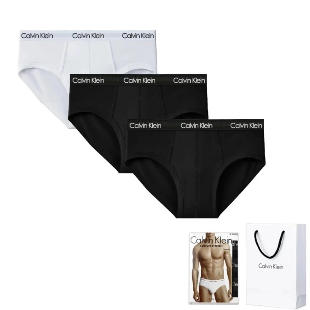 Calvin Klein กางเกงในชาย Men's Icon Cotton Stretch Hip Briefs 3 Pack