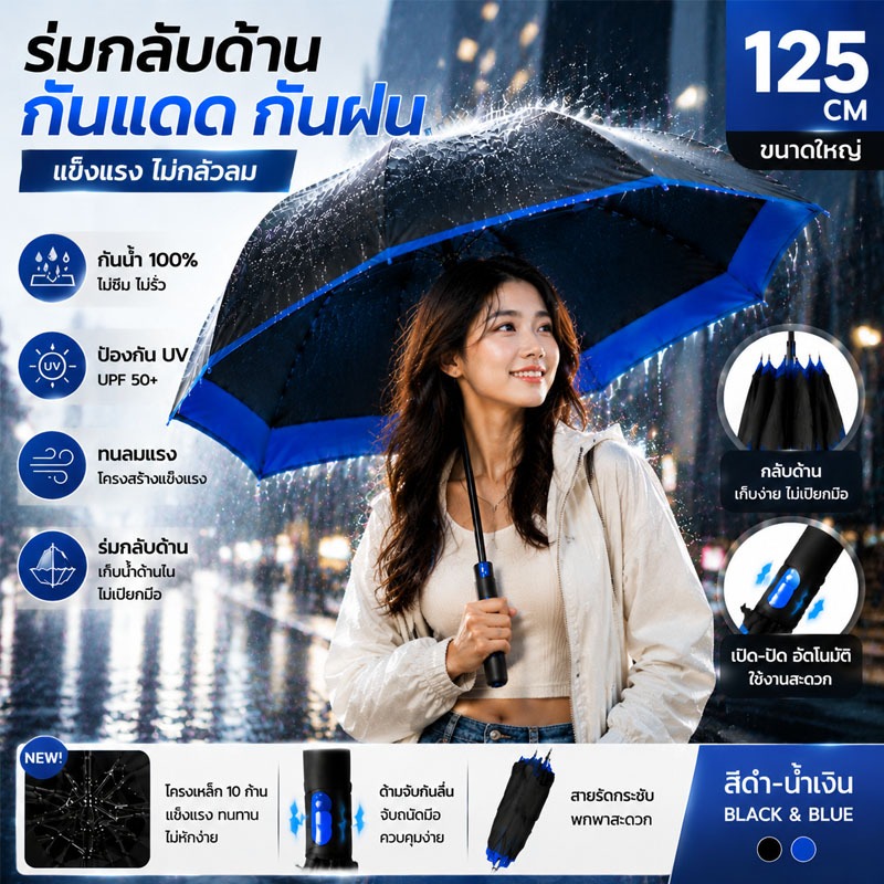【ผลิตในเยอรมนี 】ร่ม ร่มออโต้ก้านยาว ร่มกอล์ฟ ร่มมีเคสกัน  กันแดด กันฝน UV มีเคสกันเปื้อน