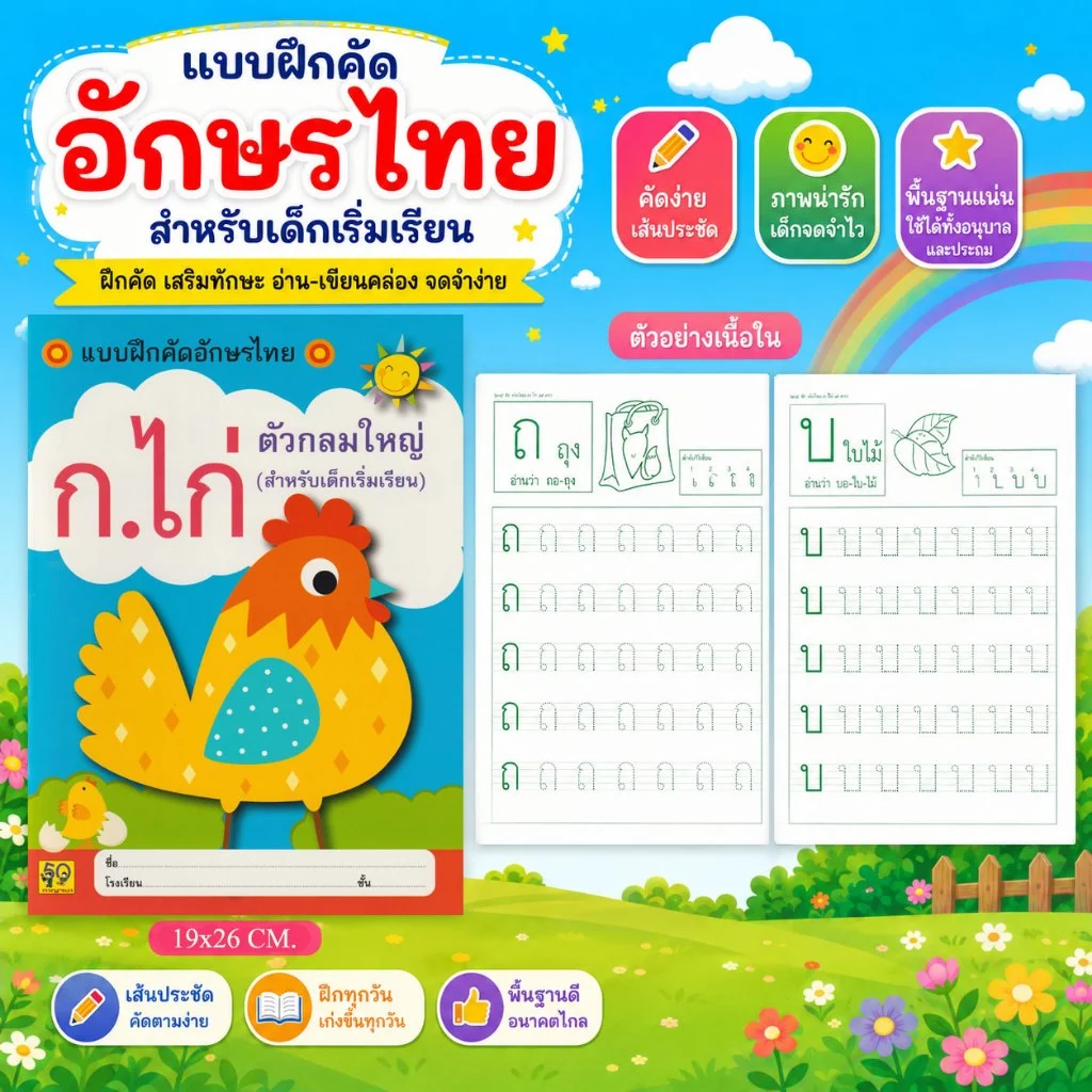 Aksara for kids หนังสือเด็ก แบบคัด ก.ไก่ ตัวกลมใหญ่ (ขายดี)