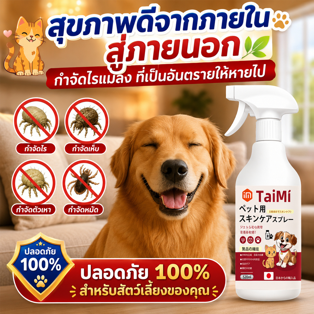 🐶🐱ฉีดปุ๊บ เห็บหมัดตายทันที! สเปรย์กำจัดเห็บหมัด 520ml สูตรพืช สำหรับสัตว์เลี้ยง ลดอาการคัน ปลอดภัย อ่อนโยน เห็นผลเร็ว