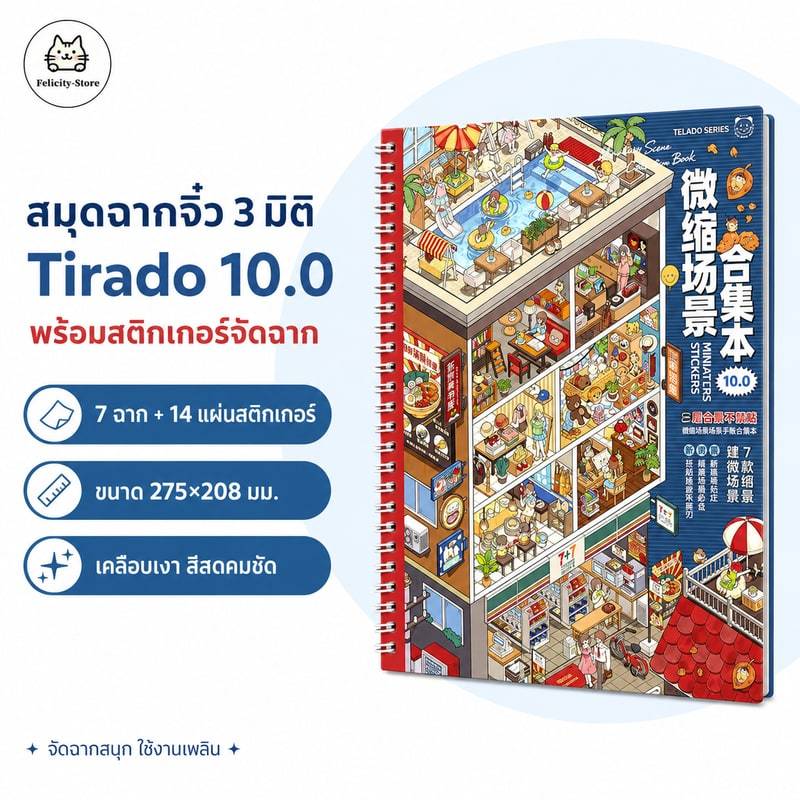 WEI 21 ชิ้น [การ์ตูนตาราง Cubicle Series] สติกเกอร์ภูมิทัศน์ 3D วัสดุกันน้ําขนาดใหญ่พิเศษ Nordic Polar Night City