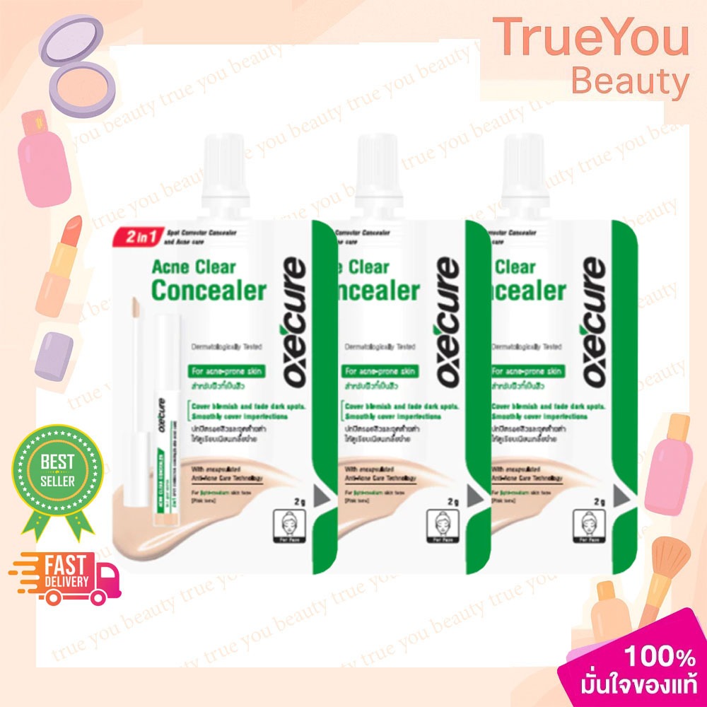 (3ซอง)Oxe’cure แอคเน่ เคลียร์ คอนซีลเลอร์  No.1 Light Neutral 2g.