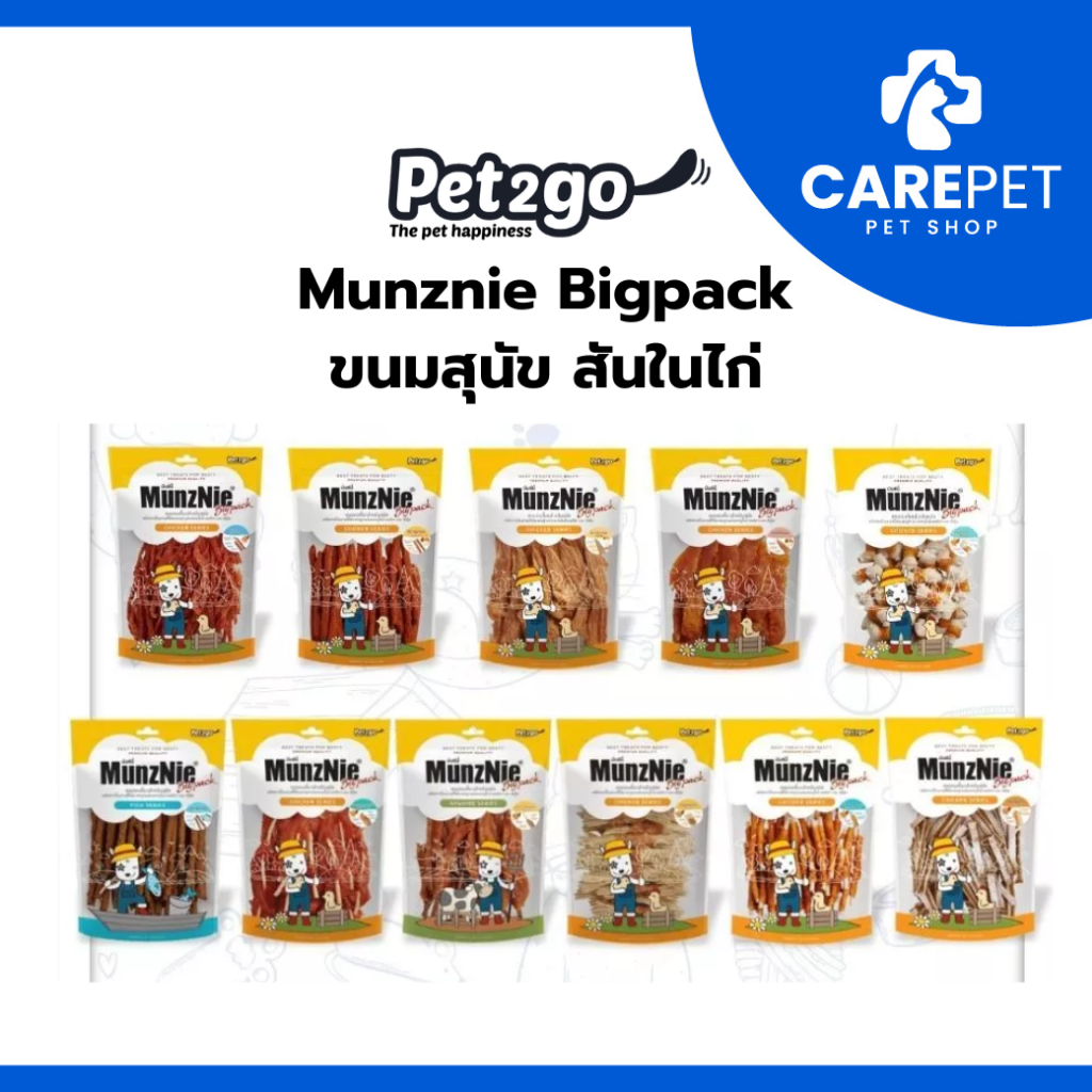 MUNZNIE ขนมสุนัข สันในไก่ BIGPACK กลุ่มไก่นิ่มหนุบหนับสำหรับสุนัขทุกสายพันธ์ุ 250g-350g