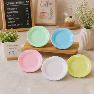 J189Bจานสีขาวขนาดเล็ก 3.5 ซม.ของเล่นจิ๋วจำลองแพ็คละ10ชิ้น