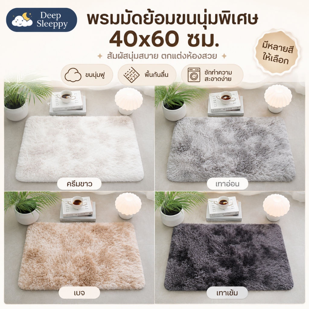 พรม พรมเช็ดเท้า พรมห้องนั่งเล่น พรมห้องนอน พมปูพื้นห้อง ผ้าปูพื้นพรมก พรหมปูพื้น ขนนิ่ม ตกแต่งสวย
