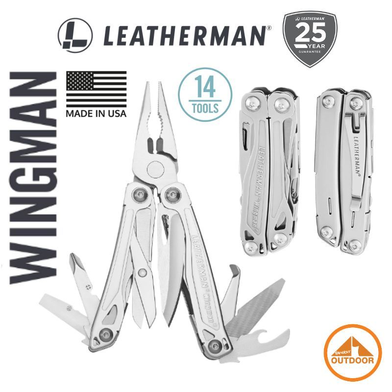 Leatherman WINGMAN | Multi Tool Stainless | 14 Tools | No Nylon Sheath เครื่องมือพับอเนกประสงค์