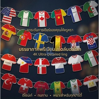 【พร้อมสต็อก|ส่งจากกทม】ธงแขวนฟุตบอลโลก 24 ทีม ลายเสื้อทีมชาติ สำหรับตกแต่งบาร์ ปาร์ตี้