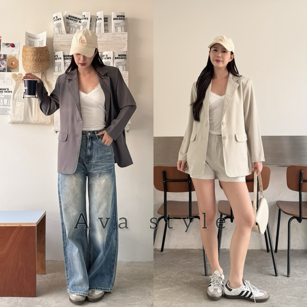 💎luxury items 💎เสื้อสูทตัวยาว ทรงเรียบดูแพง ผ้าดีทรงสวย🩵