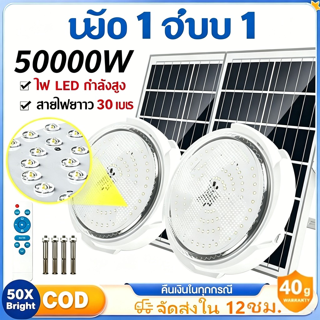 【ซื้อ1แถม1】ไฟโซล่าเซลล์เพดาน LED กำลังสูง ปรับโหมด3สี อัตโนมัติเปิดปิด รับประกัน30ปี เหมาะติดตั้งภายในบ้านและสวน