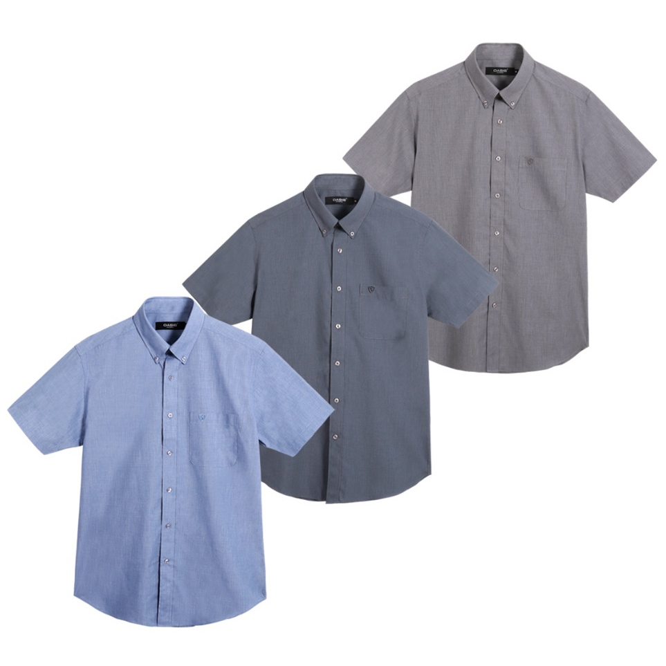 OASIS (ไซร์ S) เสื้อเชิ้ตผู้ชาย มีกระเป๋า เสื้อเชิ้ต แขนสั้น ผ้าCotton100% รุ่น MPWSV-4069