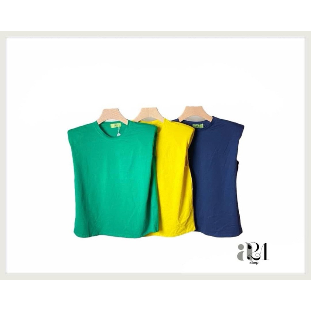 เสื้อยืดสีพื้น เสริมบ่า งาน A21shop