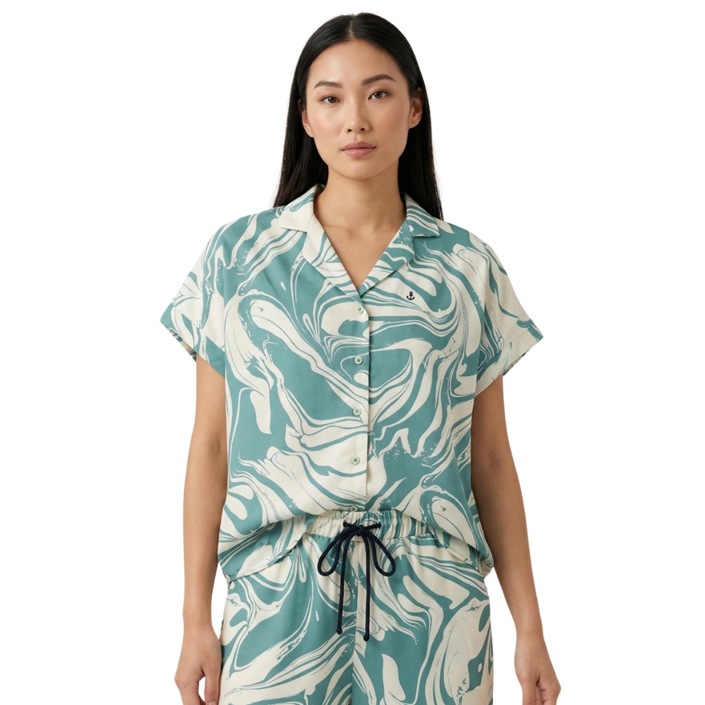 * One Price * PORTLAND เสื้อเชิ้ต พิมพ์ลาย แขนสั้น สีเขียว / Tropical Relax Short Sleeve Shirt (Green)