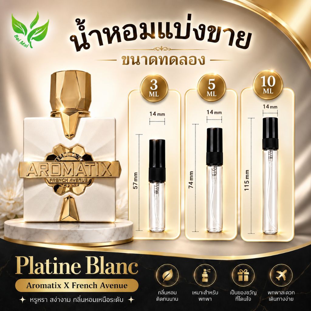 Platine Blanc Aromatix X French Avenu EDP น้ำหอมแบ่งแท้ น้ำหอมยูนิเซ็กซ์ ติดทน หอมสะอาด ขนาดทดลอง 3m