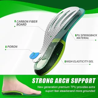 แผ่นรองรองเท้ากราฟีน+คาร์บอนไฟเบอร์ 5 ชั้น กันกระแทกสูง รองรับอุ้งเท้า น้ำหนักเบา คืนตัวเร็ว ใส่สบาย