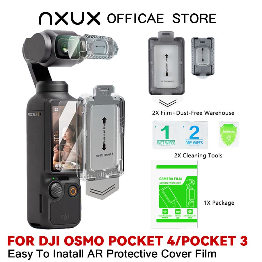 ฟิล์มกันรอยหน้าจอ For DJI OSMO Pocket 4 3 เลนส์ป้องกันหน้าจอง่ายต่อ Inatall AR ปกป้องกันกล้องฟิล์มสำหรับ DJI Pocket 4 3