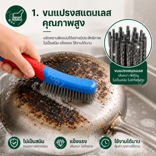 ซื้อ 1 แถม 1 แปรงลวดสแตนเลสสําหรับงานหนักพร้อมที่จับพลาสติกที่สะดวกสบายเหมาะสําหรับการถอดสนิม, ตะกรันเชื่อม, สิ่งสกปรก