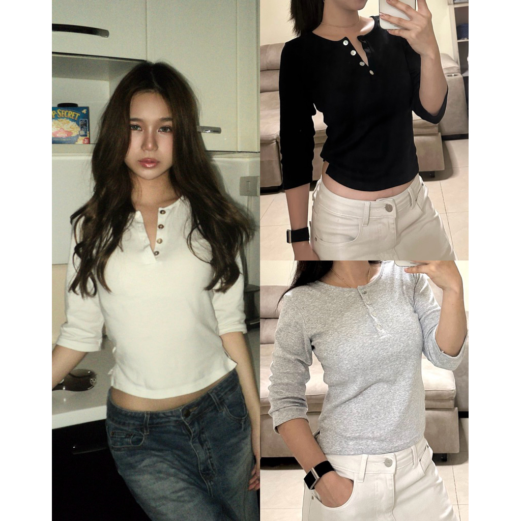 เสื้อแขนยาวผู้หญิง กระดุมหน้า ผ้านุ่ม ใส่สบาย Everyday Top | 150cm.studio