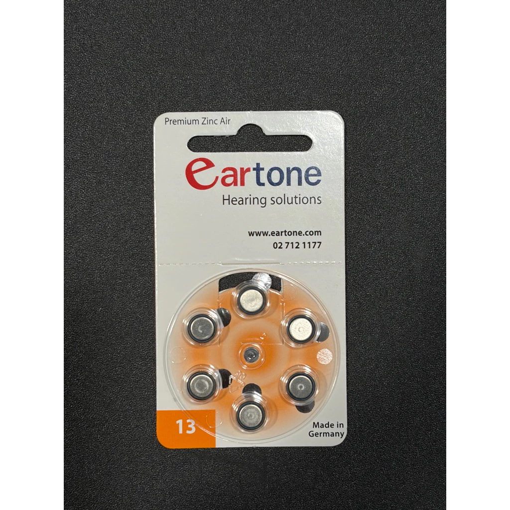 [แท้ 100%] ถ่านเครื่องช่วยฟัง Eartone เบอร์ 13 แบตเตอรี่เครื่องช่วยฟัง Zinc Air