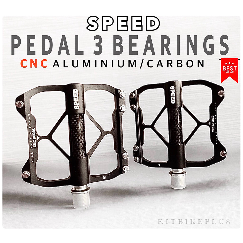(โค๊ดส่วนลด) บันไดจักรยาน SPEED รุ่น 3 แบริ่ง งาน CNC Alu&Carbon ลูกปืนแบริ่ง แข็งแรง น้ำหนักเบา